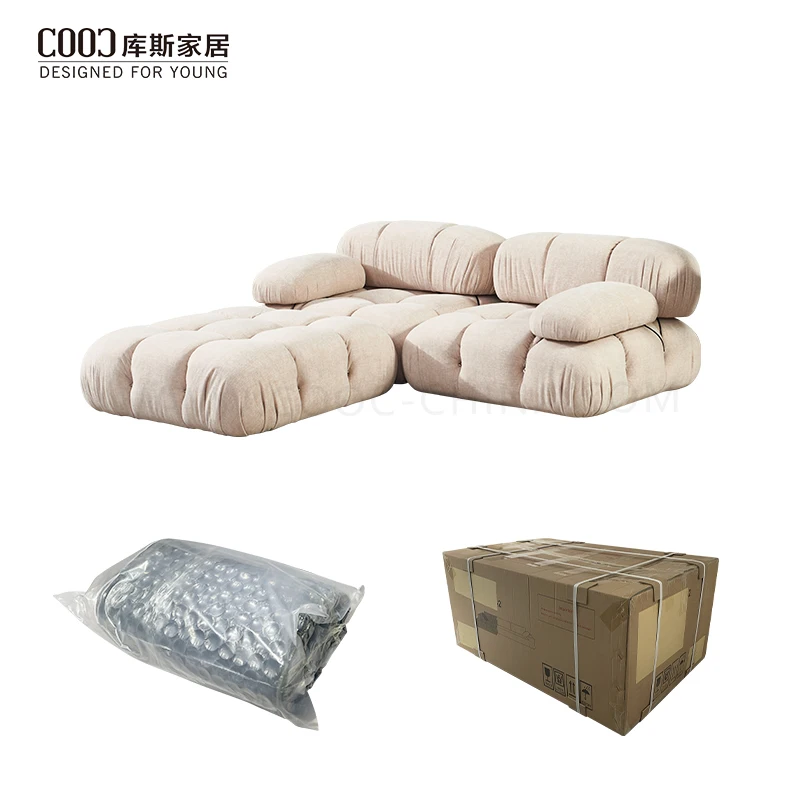 Italian Luxury Vacuum Compressed Packed Sofa Modern Tufted Sectional Floor Couch Fabric Living Room Home Modular Sofa Set