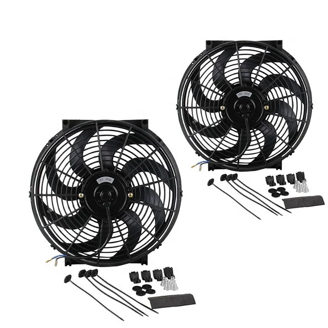 12V 14 Inch Slim Engine Fan Mounting Kit 2250  Reversible Electric Radiator Cooling Bending Fan