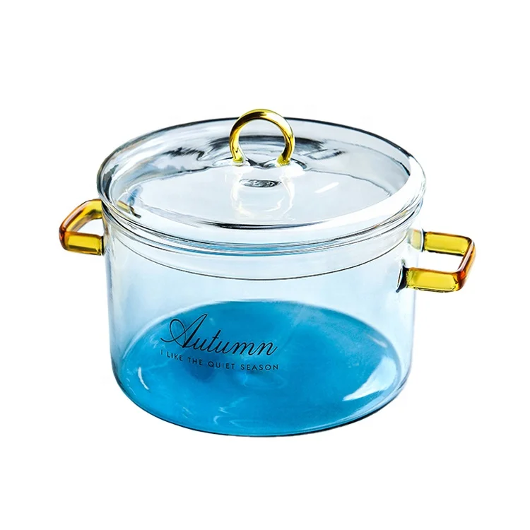 Hot sell Transparent Pans With Two Ears Oven Stew Kitchen Accessories Soup Hot Pot Cookware Glass Cooking Pot
