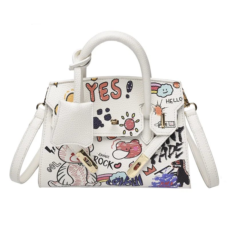 Hot sale Popular female new graffiti bag cartoon design handbag fashion One Shoulder Bag