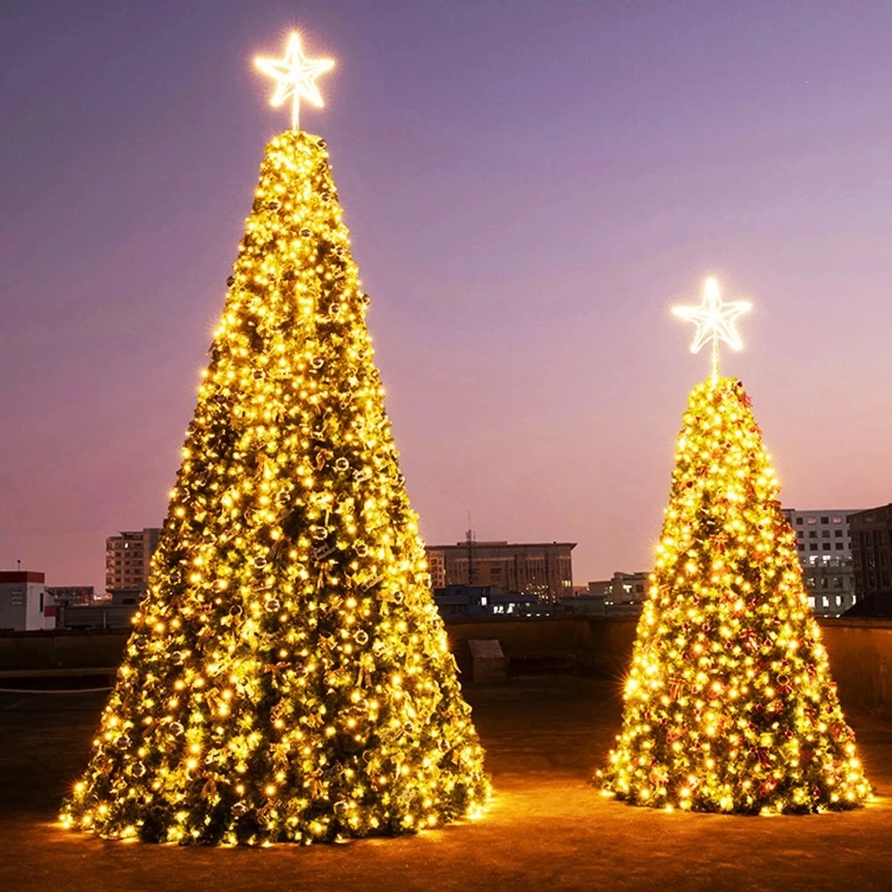 ANPU Decor Outdoor Artificial Giant Lighted 30FT 40FT 50FT 60FT Xmas Tree Stand 10m 12m 15m 20m Christmas Tree with Lights