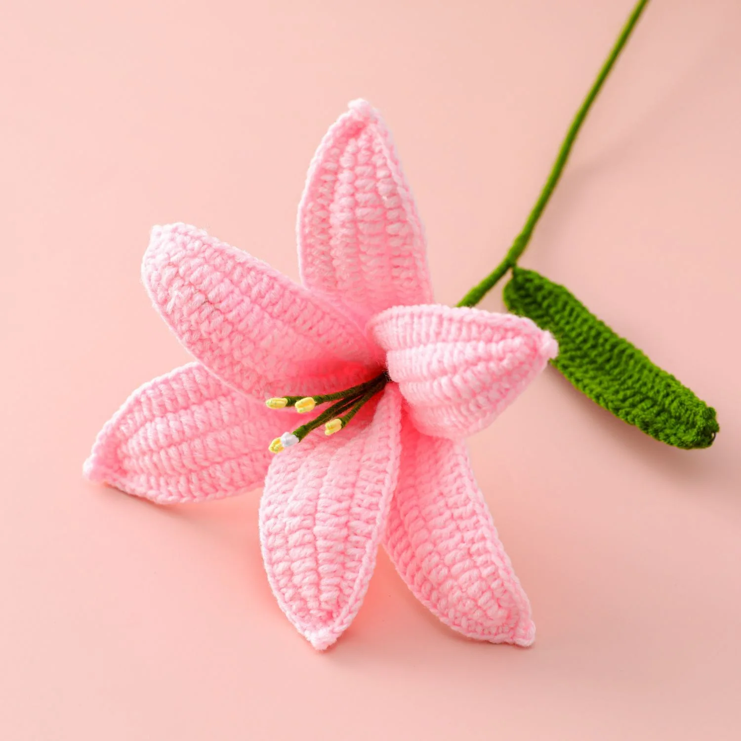 home decoration artificial flowers wool knitted lily crochet flower applique