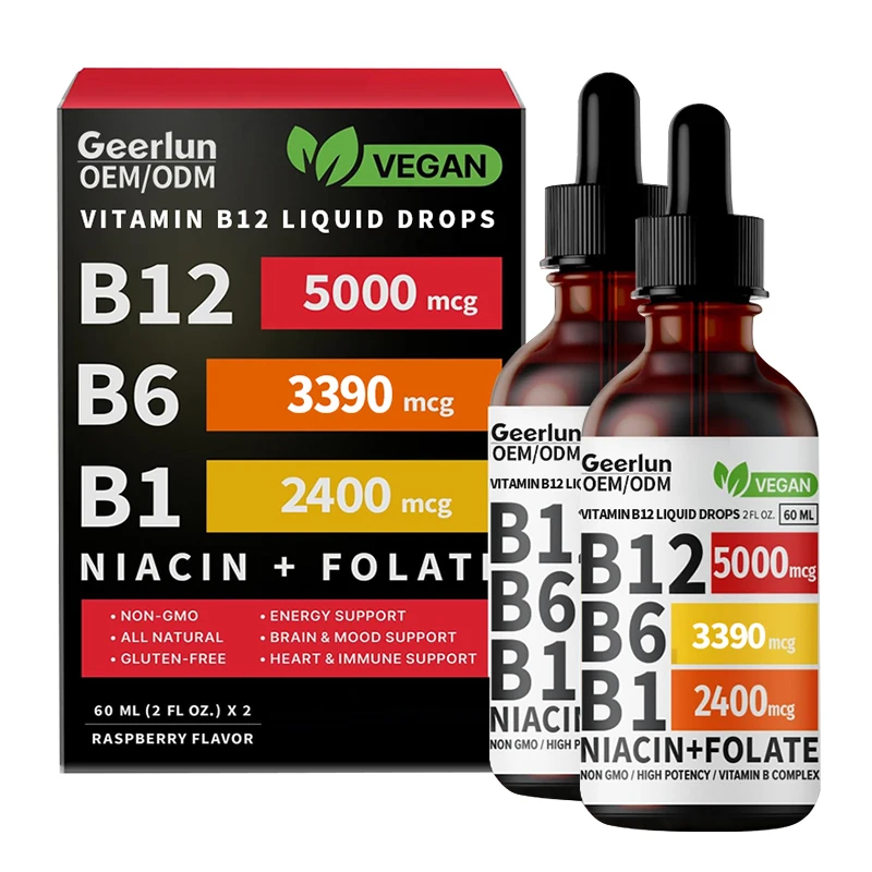 OEM Hot Sale Vitamin B12 Liquid Drops Energy Support Promote Brain And Heart Health Vitamin B Supplement