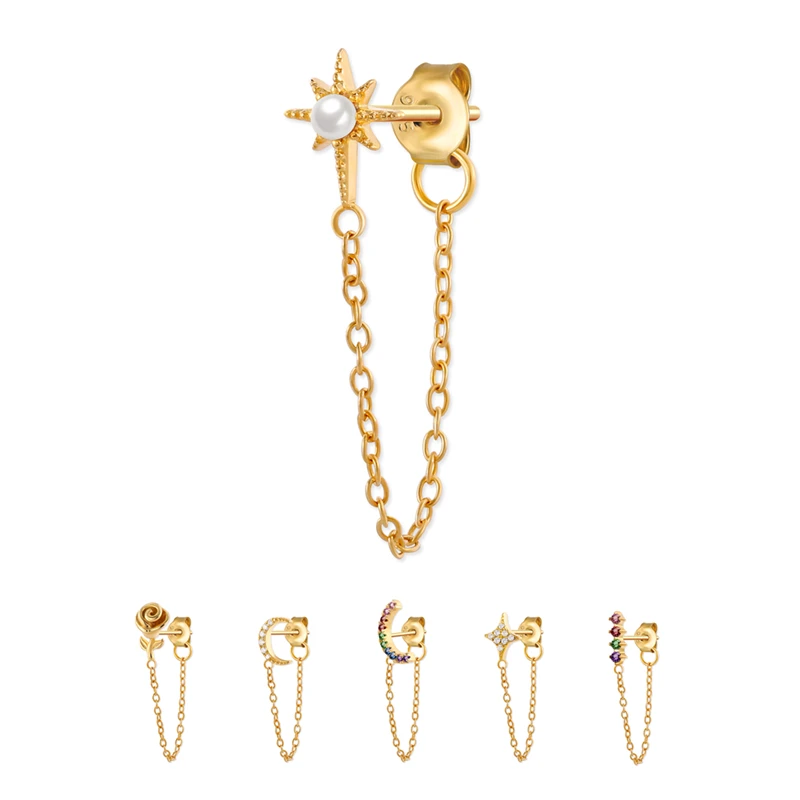  CANNER High Quality S925 Silver Star Pearl Tassel Earrings Zircon Earring For Women