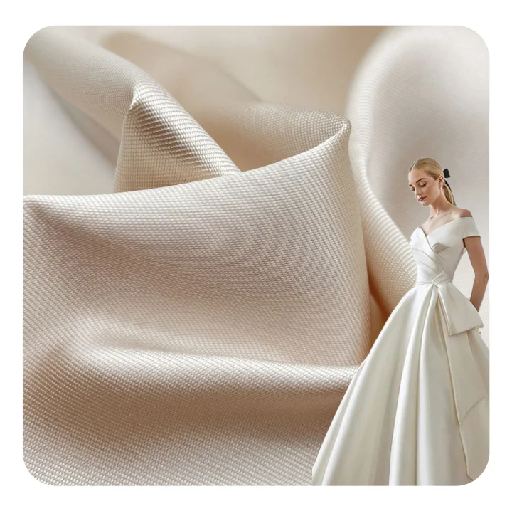 Polyester Mikado Solid color satin fabric bridal dress fabric for women wedding dress