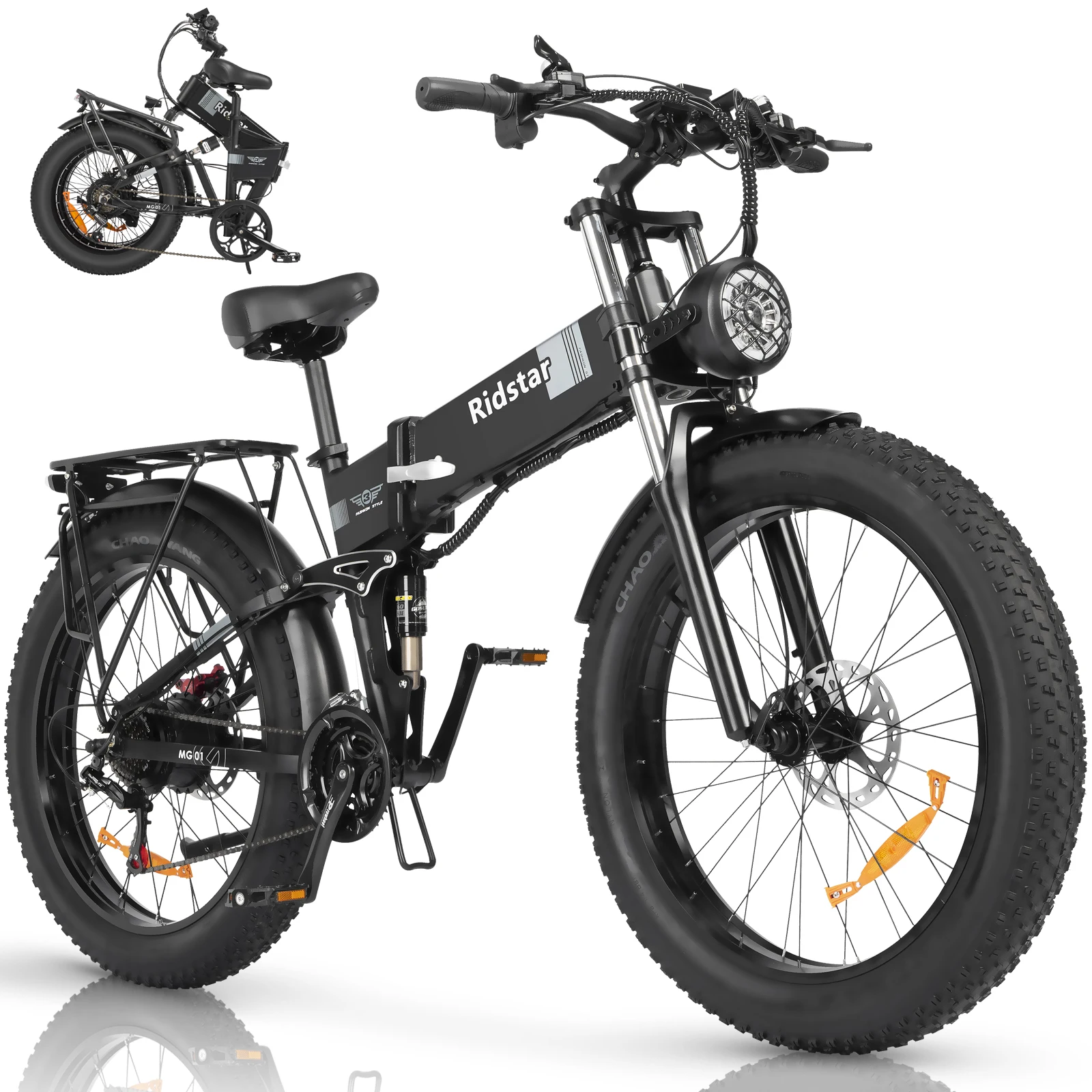 26 Inch Mountain Electric Bike Teenager Powerful Fat Tire Matte Black Hydraulic Oil Disc Brake 1500w