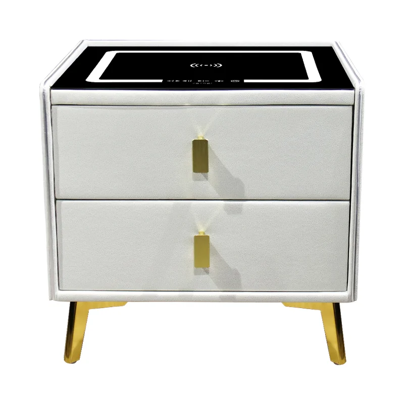 Intelligent bedside table modern simple multi-function bedside table with wireless charging color lamp fingerprint lock sound