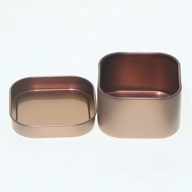 4 OZ Rose Gold Square Metal Tin Box Candle Wax Holder with slip lid