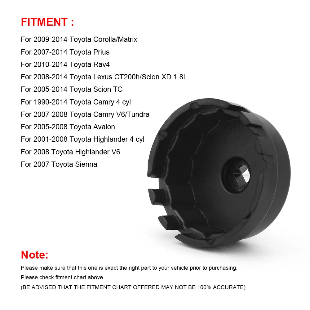 Aluminum 14 Flutes 64.5mm Oil Filter Wrench Cap Housing Tool Remover Universal for Toyota Lexus Rav4 Allion Auris Corolla Axio