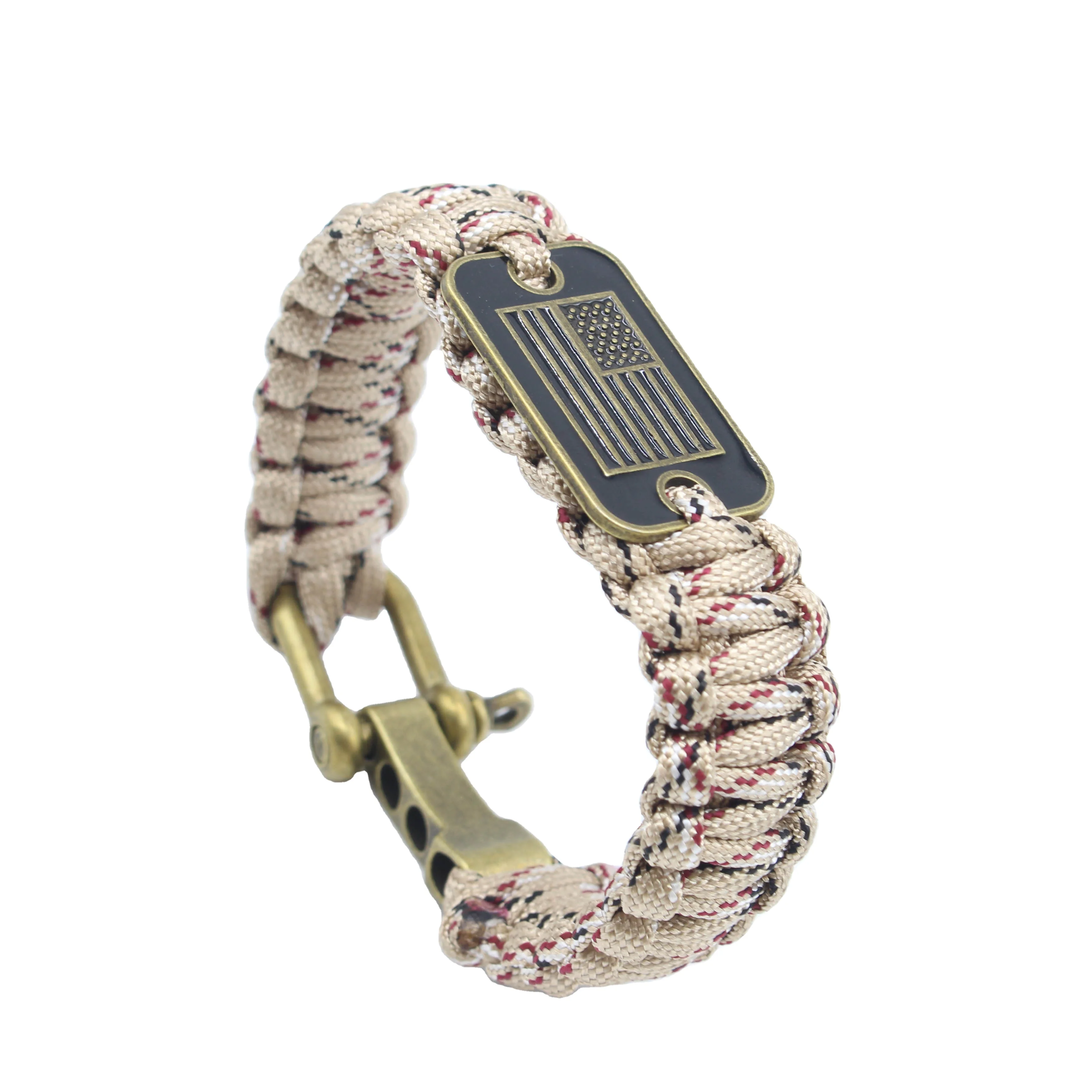 CHEAP CUSTOM DESIGN AMERICAN FLAG SURVIVAL BANGLE BRACELET