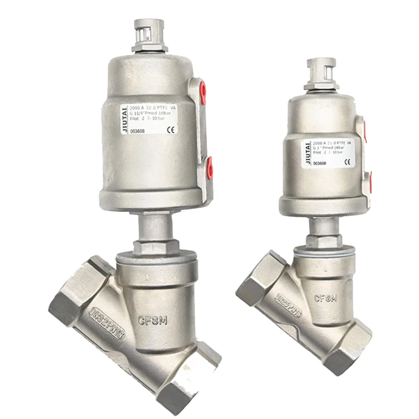 JTALV DN15-DN80 Stainless Steel Pneumatic Valve Screw Port 2 Way Pneumatic Angle Seat Valves