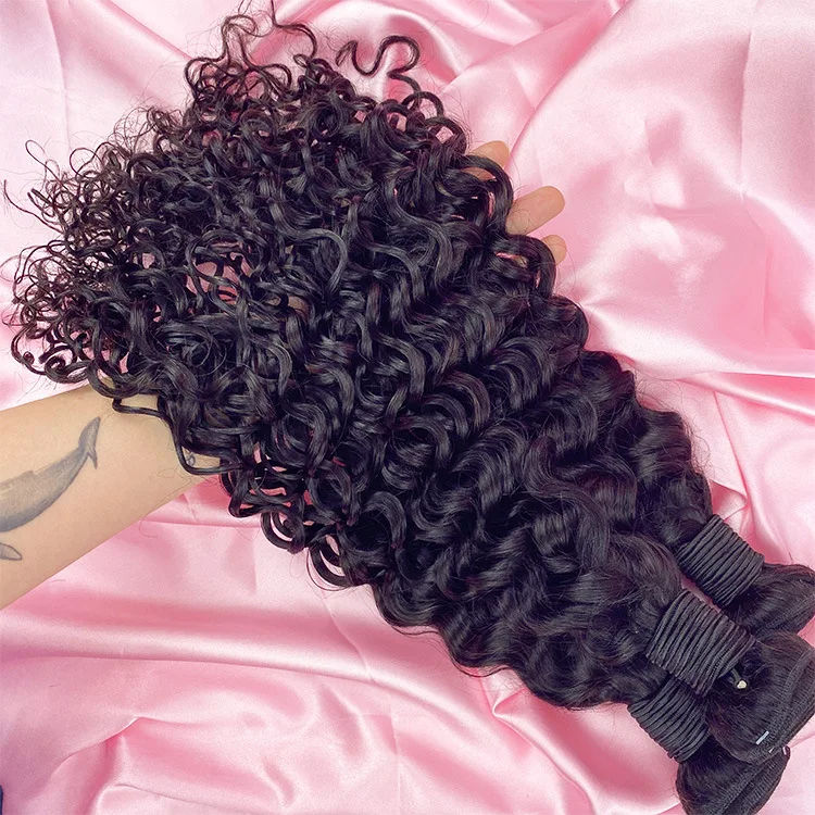 Human Hair Bulk Wholesale Natural Color Water Wave Water Wave 9A Remy Human Hair Bundle