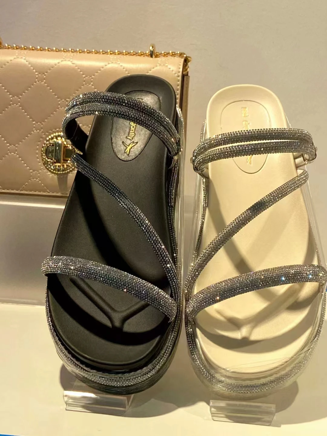 12mm Custom Crystal Shoes Accessory Cotton Core Rope Rhinestone Strip For Lady Sandal Decoration