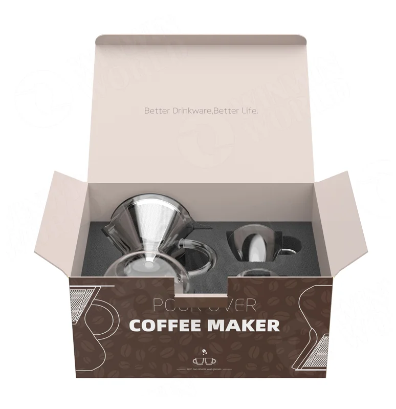 Pour Over Coffee Maker with Reusable Stainless Steel Filter Dripping Coffee Maker With Two Cups