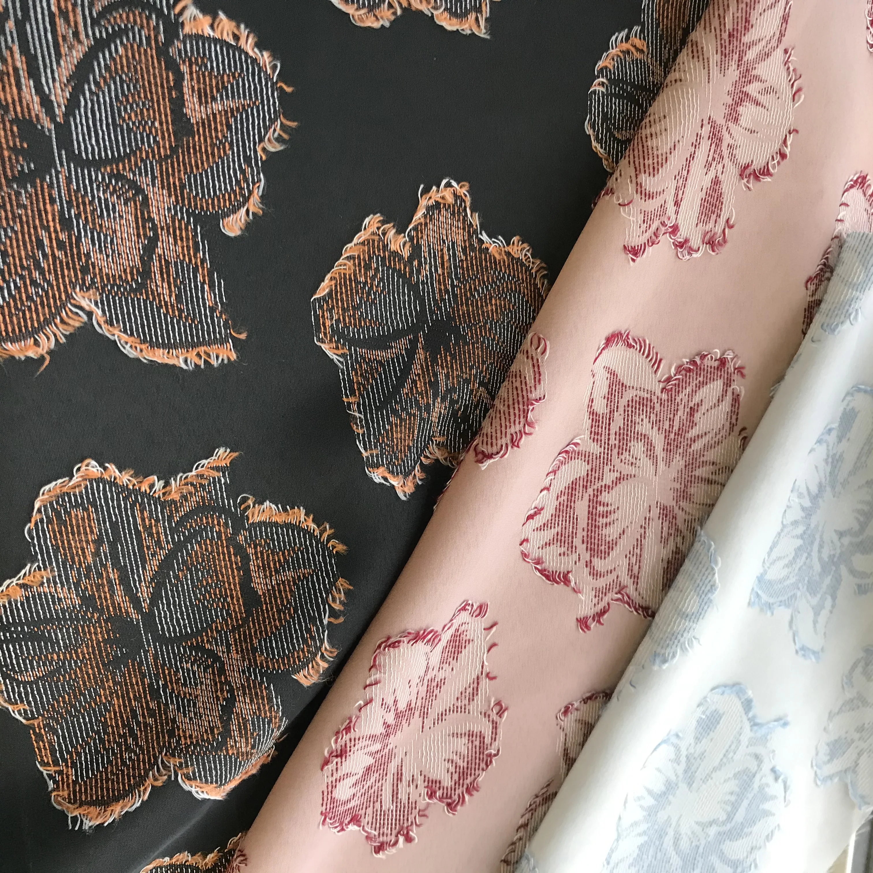 KKF4945 Multi color floral brocade jacquard vintage fringe fabric