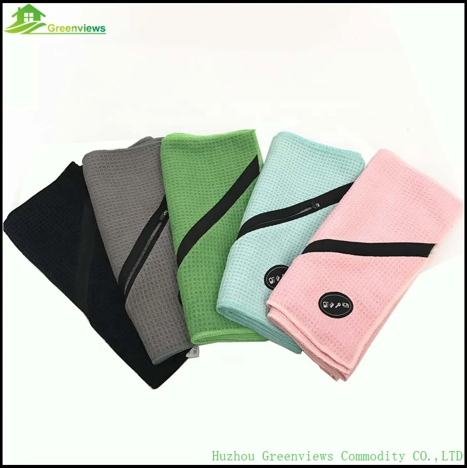 
Sports towel with zip pocket 80 polyester 20 polyamide microfiber towel gym towel with pocket 