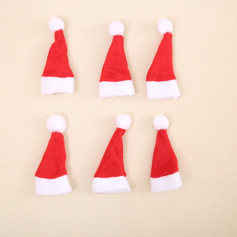 HB-207 Christmas Mini Santa Red Hats for Lollipop Bottle Candy Cover Cap Santa Hats 1.6x2.8inch