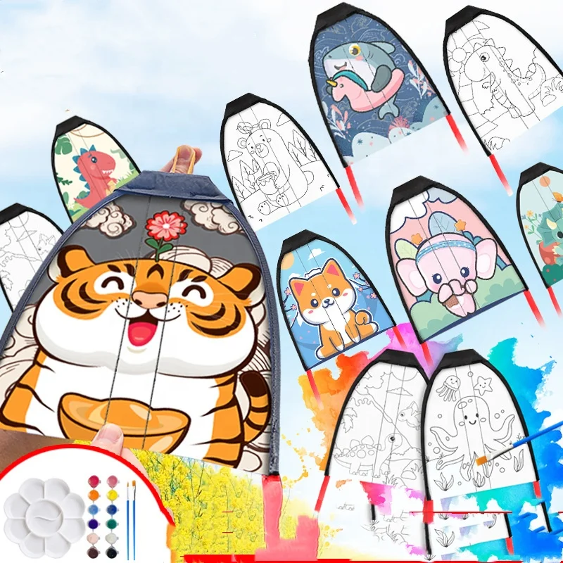 Top Selling Kids Kite Toys Outdoor Sports Elastic Gliding With Rubber Bands Diy Colors Catapult Kite Toys