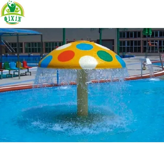 Big showing mushroom water play equipment swimming +pool slide kids toy for sale ( QX-18074C)
