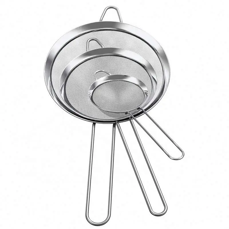 Kitchen Tools & Gadgets Fine Mesh Sieve Long Handle Food Grade Level Stainless Steel Mesh Strainers Colander