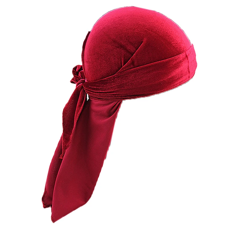 Solid Color Velvet Durags Outdoor Cycling Turban Pirate Hat Ethnic Bandana Headscarf Men Sports Beach Travel Casual-Quality Hair