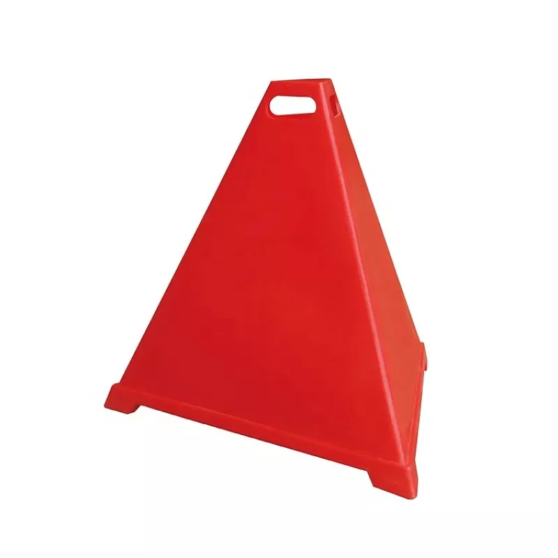 green 3 sided triangular pyramid cone mining area safety sign