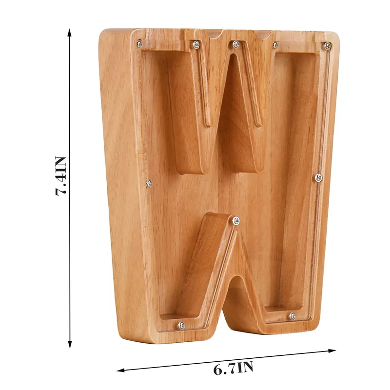 WH712  Letter Wooden Money Storage Box Jar English Alphabet Saving Box Piggy Bank Coin Saving Bank Home Decor Crafts