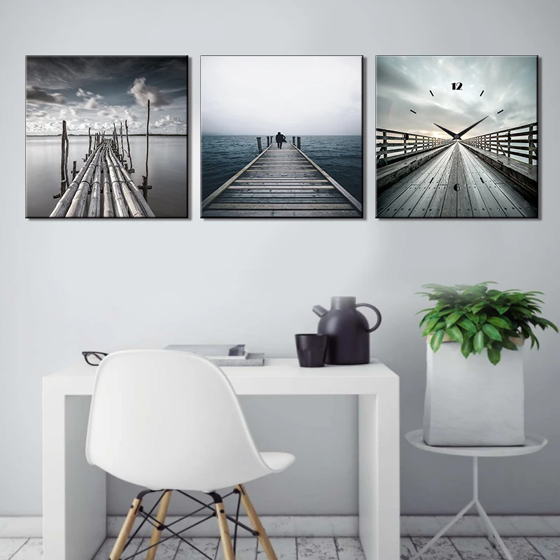 Modern Custom Canvas Picture Wall Clock Nature Picture Canvas Painting Large Wall Clock Wall CLOCKS Quartz Quartz Movement 50pcs