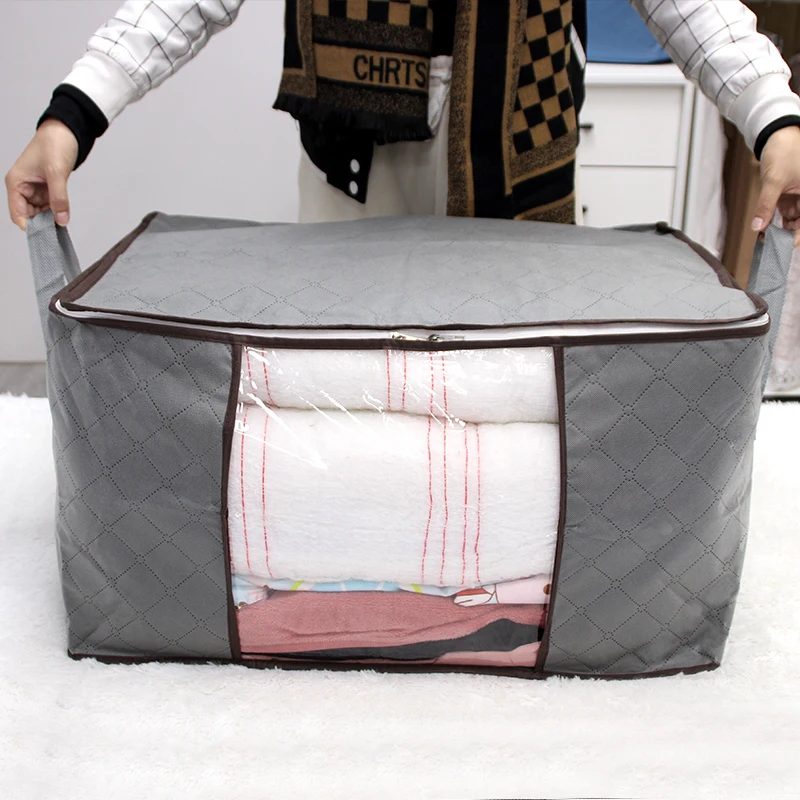 Durable Dustproof Zipper Closure Organizer With Handle Large Capacity Folding Under Bed Quilt Blanket Home Clothes Storage Bag