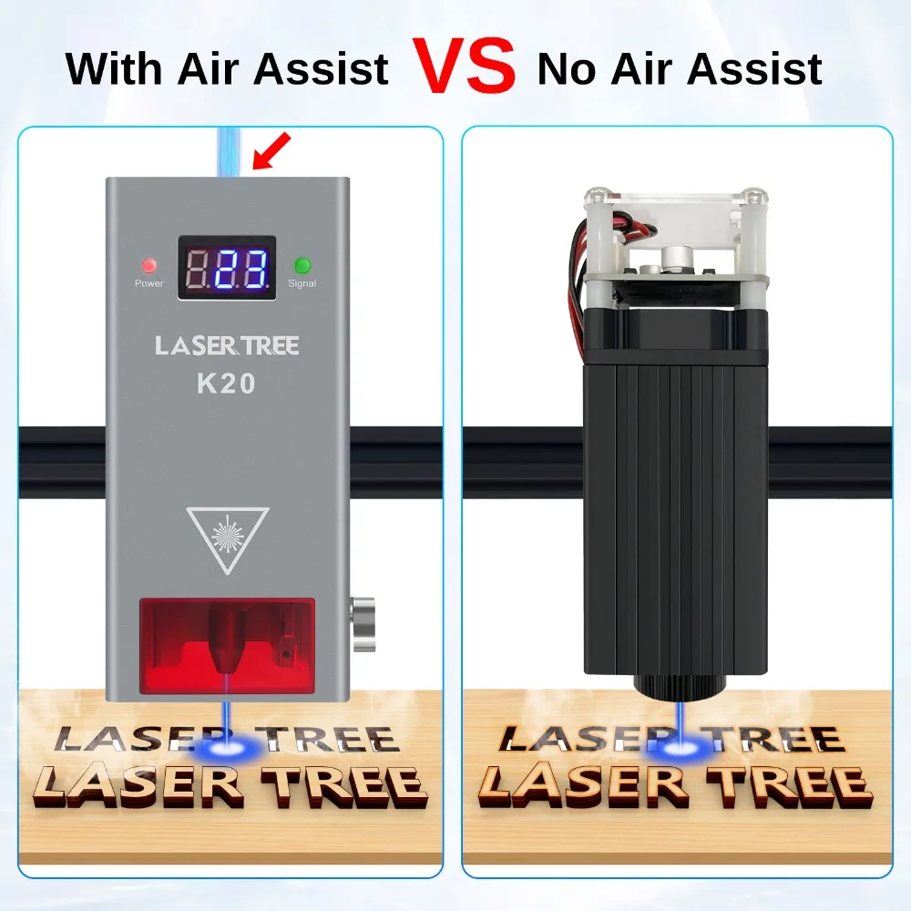 LASER TREE High Power 20W Optical Power Laser Module with Air Assist 455nm laser cutting engraving Equipment parts for DIY Tools