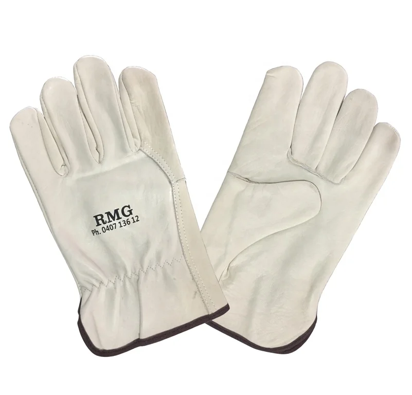 No Lining Short Wing Thumb Mechanics Driver Grain Cow Skin Leather Glove, rigger gloves