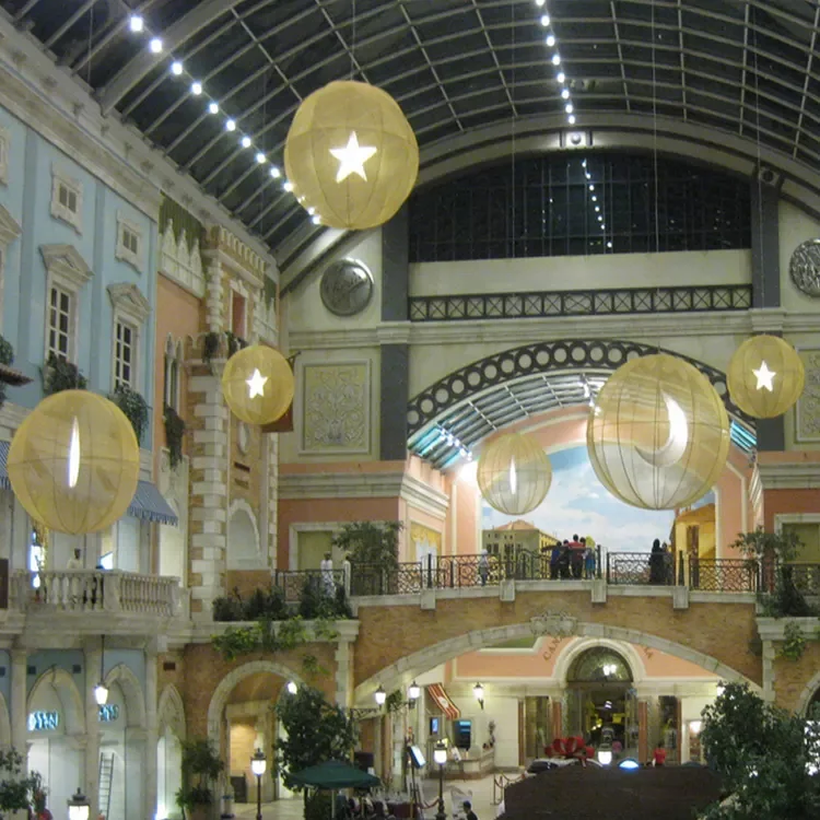 2012 atrium hanging decorated big lighted ball as commercial christmas decoration for shopping mall
