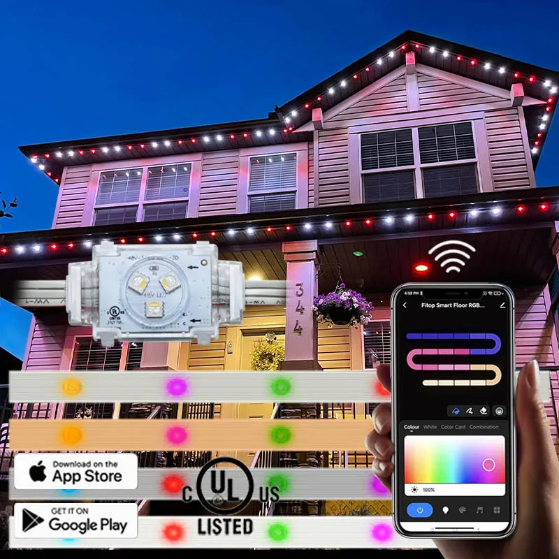 Smart 48V Outdoor Christmas Led String Lights Permanent Ip68 Exterior House Decoration Point Light