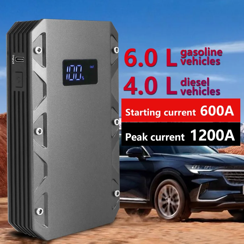Портативное пусковое устройство высокой мощности для автомобиля, Внешний аккумулятор со светодиодной подсветкой, 1200 а, 12 В, 16800 мАч