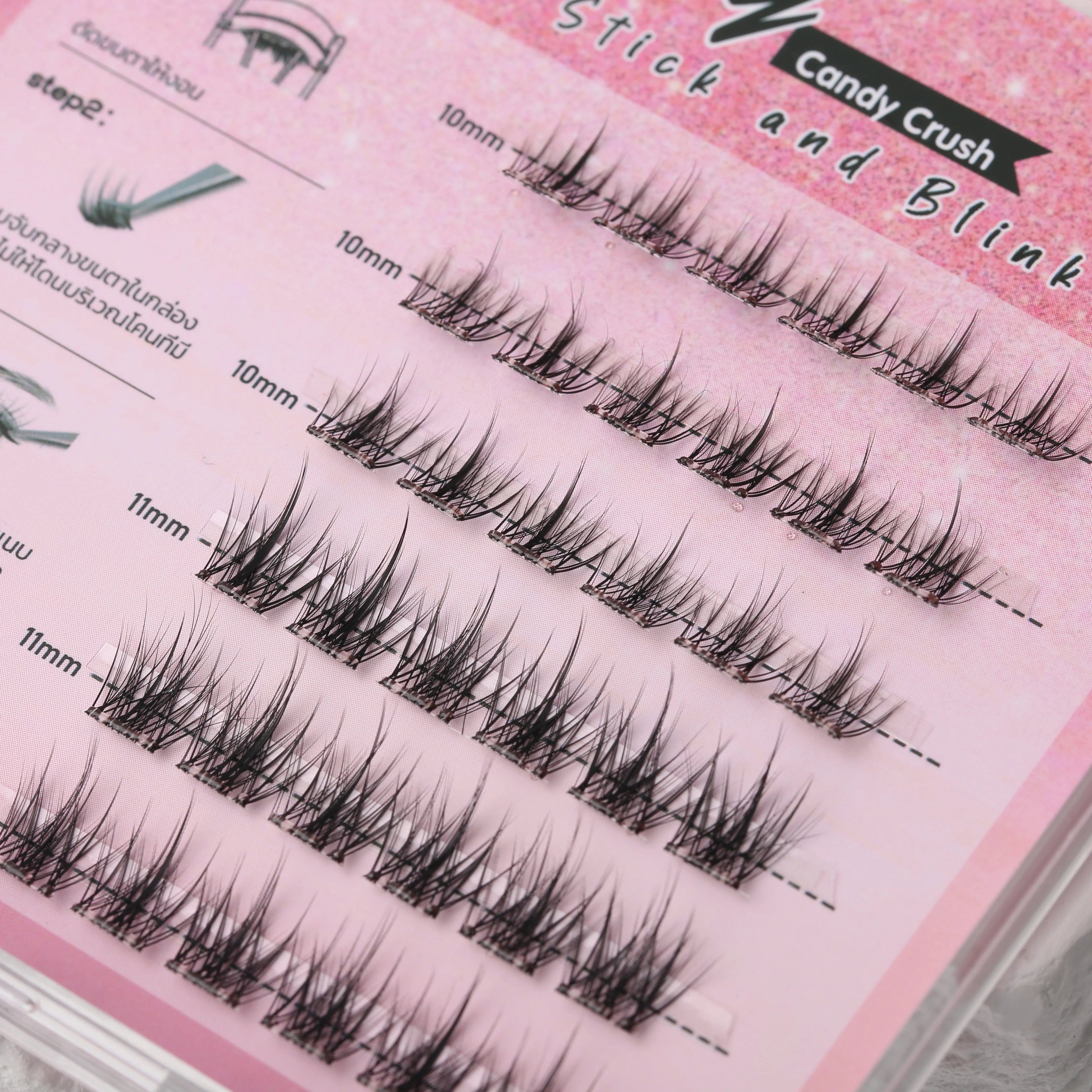 Long Lasting Band Press on Segment Lash No Glue Needed Cluster Lashes Pre-Bond Press-On Diy Eyelashes