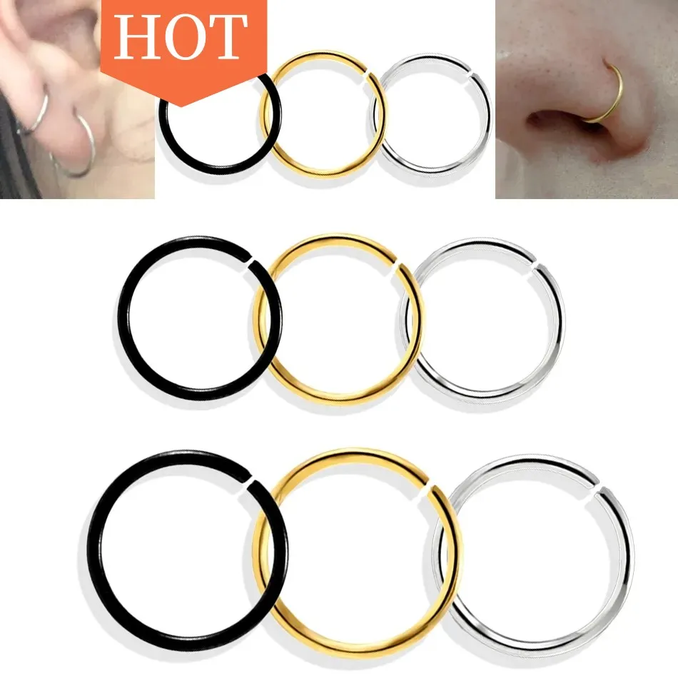 Fashion 316L Stainless Steel Nose Hoop Ring Septum Ear Cartilage Tragus Helix Piercing Charming Body Jewelry Hoop Nose Ring