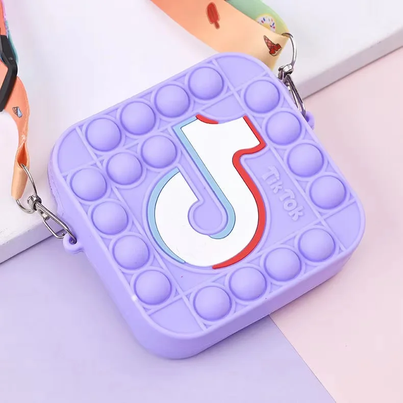 2021 Fashion Mini Crossbody Bag Cartoon Tik Tok Pattern Square Kids Coin Purses And Handbags Little Girls