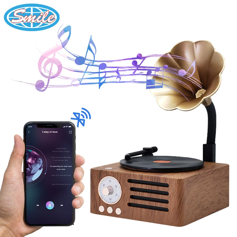 Blue Tooth Speaker Retro Classic Wireless Speaker Box Wooden Subwoofer BT Speaker Retro