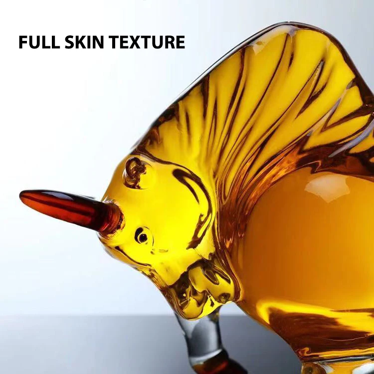 custom Eco-friendly insulated cow shape glass decanter for whisky vodka tequila