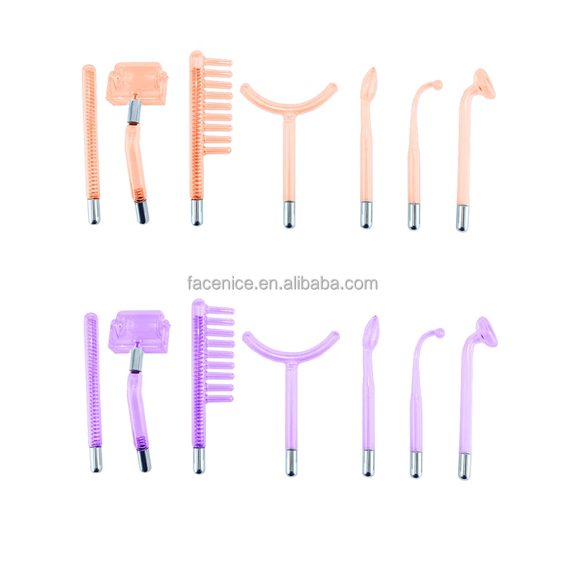 2022 popular 7 pipes portable darsonvals high frequency galvanic 7 electrodes facial spa salon skin care spa facial therapy wand