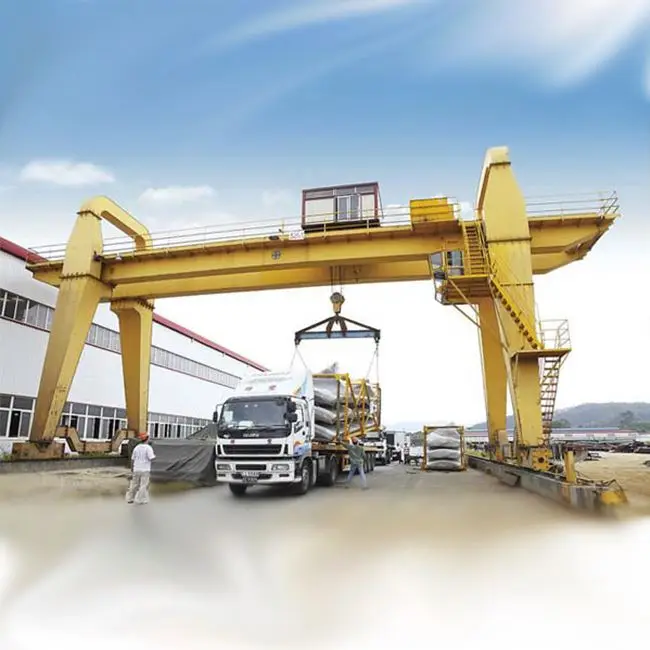 Factory 5Ton 10Ton 15ton 20 tons 25 ton Double Girder Gantry Crane Price with wheel or tire