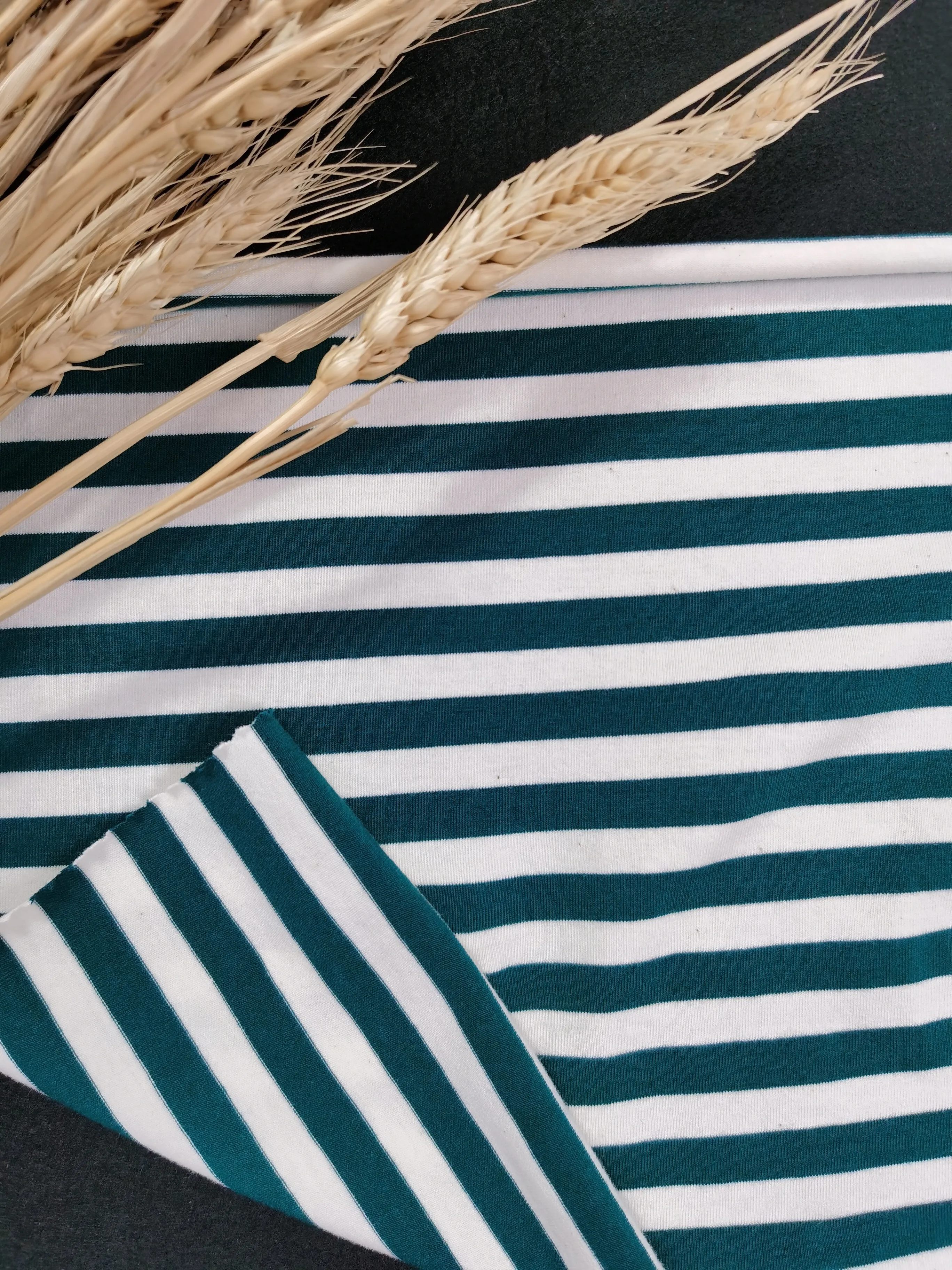 Dark Green White Striped Plain Tear-resistant Stretch Jersey 100 Cotton For T-shirt