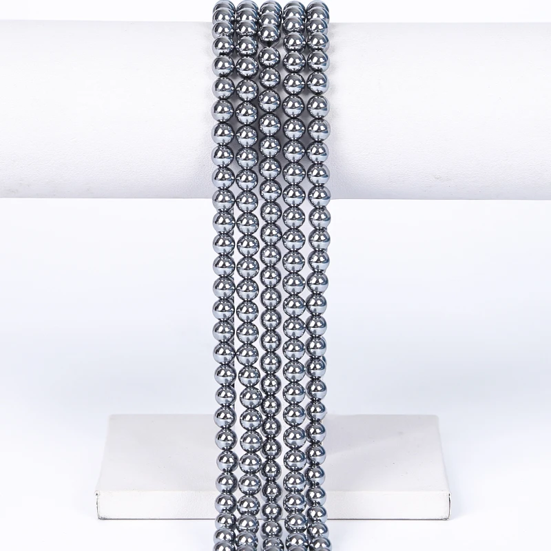 Wholesale natural terahertz stone beads, Terahertz stone round smooth bead for  jewelry production 6/8/10/12mm