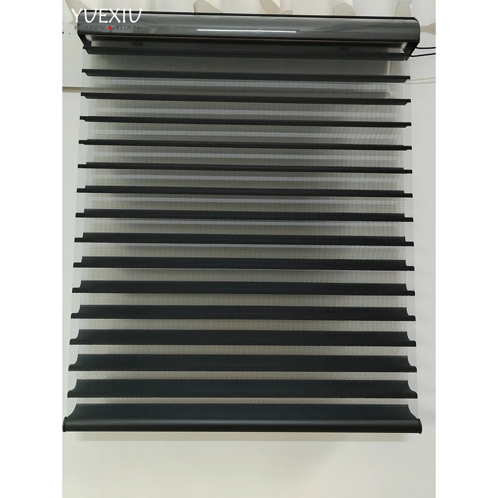 High Quality Electric Remote Control Black Color Shangri-La Blinds Motorized Triple Shade Window Blinds Privacy