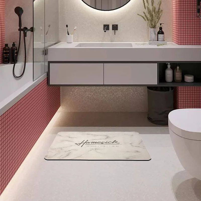 High Quality High End Pattern Mutil Fucational Anti Slip Fast Drying Diatomite Bathroom Rug Bath Mat