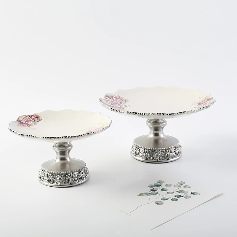 European Nordic Wedding  Cake Stand Silver Edge Afternoon Tea Display Stand Tray
