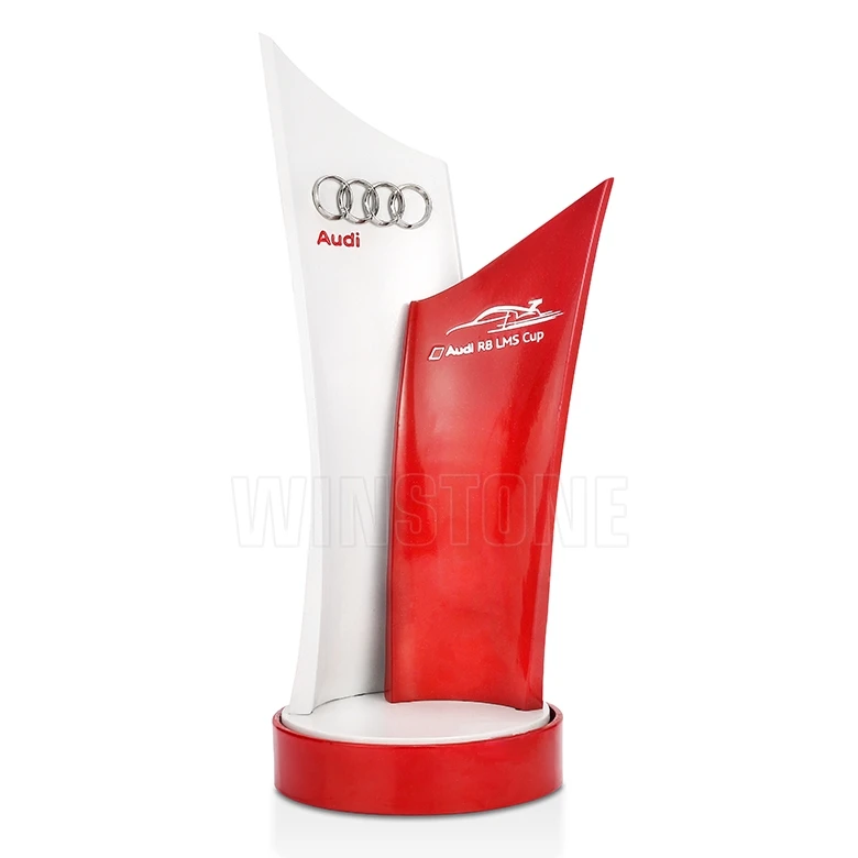 Custom metal alloy trophy for auto racing awards