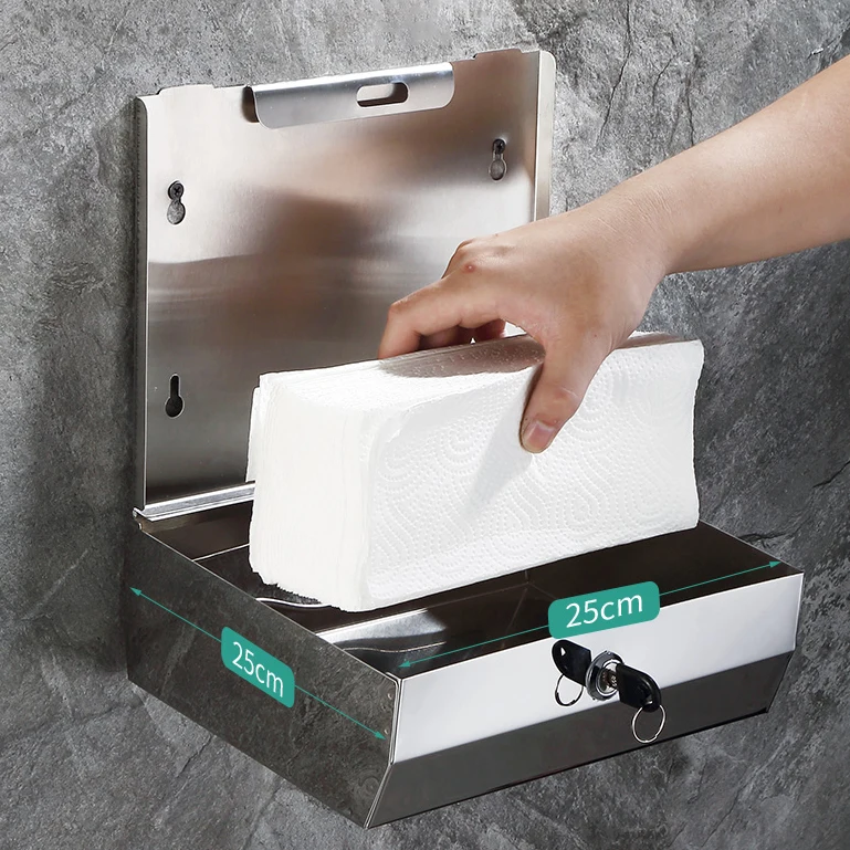 Satin Matte black Luxury Toilet Washroom wall mounted stainless steel bulk commercial paper towel dispensers with large capacity