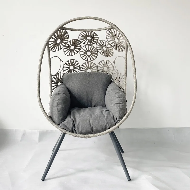 Daijia Amazo Hot Sale Rattan Hanging Egg Chair With Four Legs Stand Patio Swings