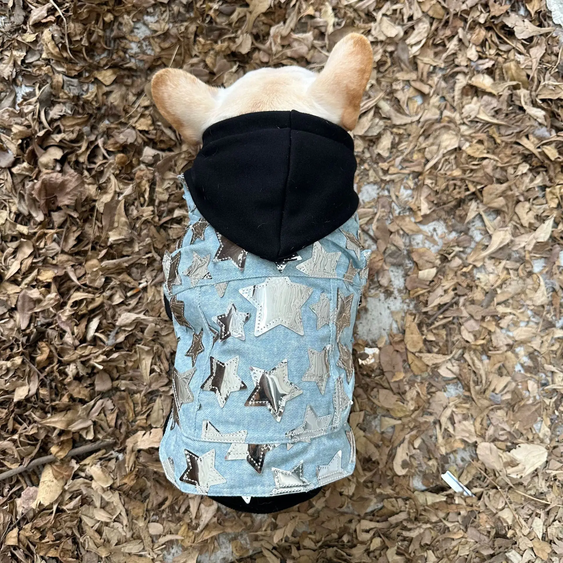 2024 New Design Luxury Autumn/Summer Thin Pet Clothes Sequins Star Cowboy Denim Dog Vest for Cat French Bulldog Schnauzer